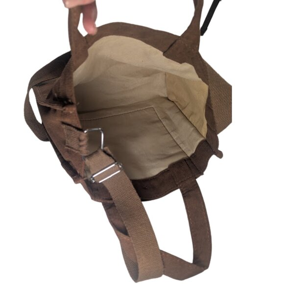 Letu Brown Corduroy Tote Crossbody Bag Shoulder Purse Y2K - Picture 7 of 7